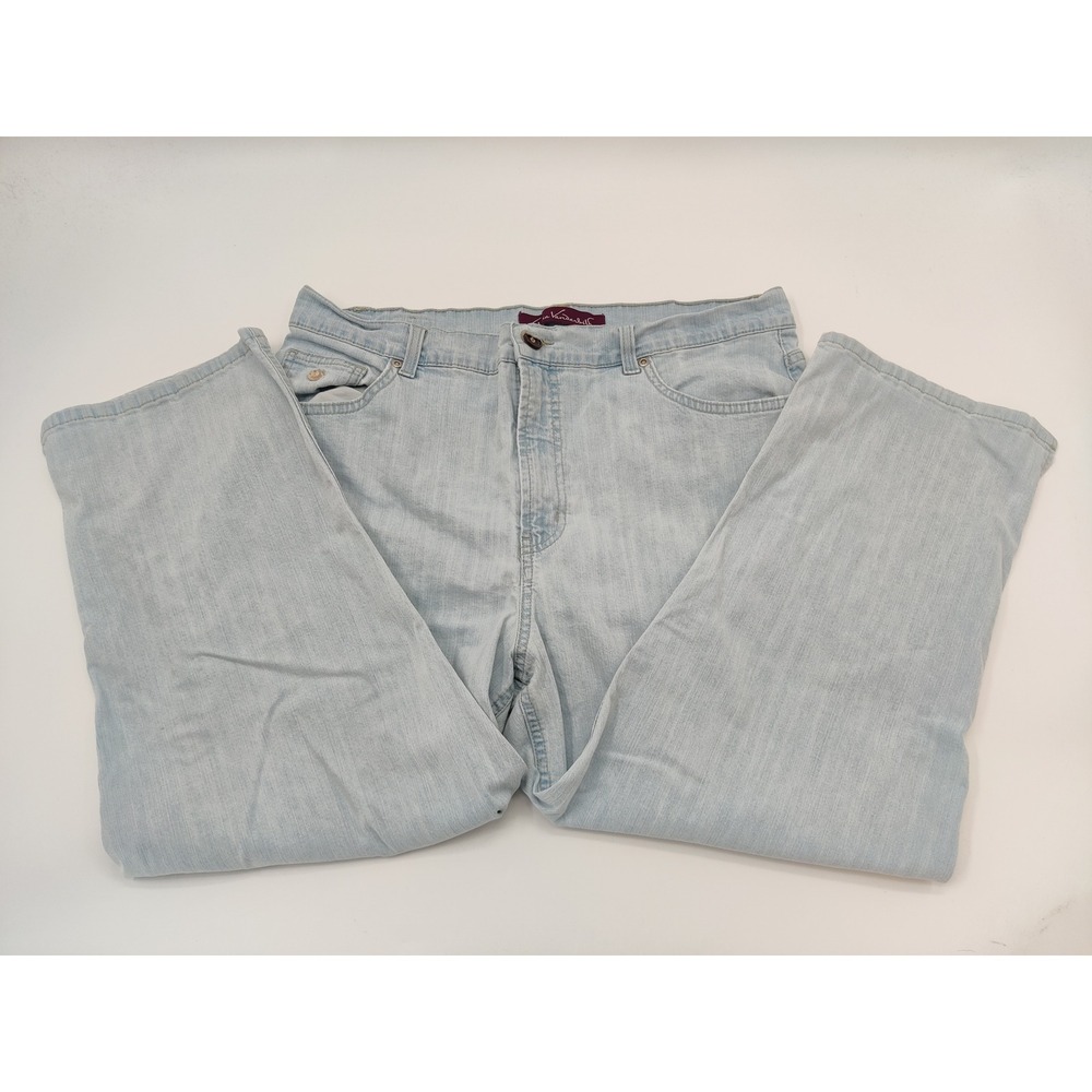 Gloria Vanderbilt Womens 16 Light Wash Embroidered Floral Crop Jeans Amanda Blue